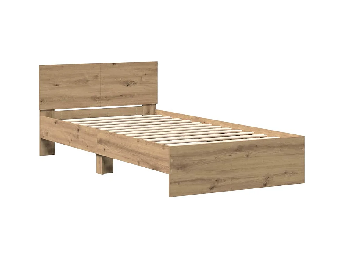 Cadre de lit Chêne artisanal 100 x 200 cm Bois d'ingénierie