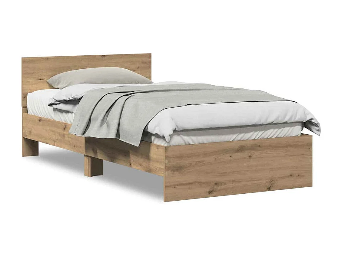 Cadre de lit Chêne artisanal 100 x 200 cm Bois d'ingénierie
