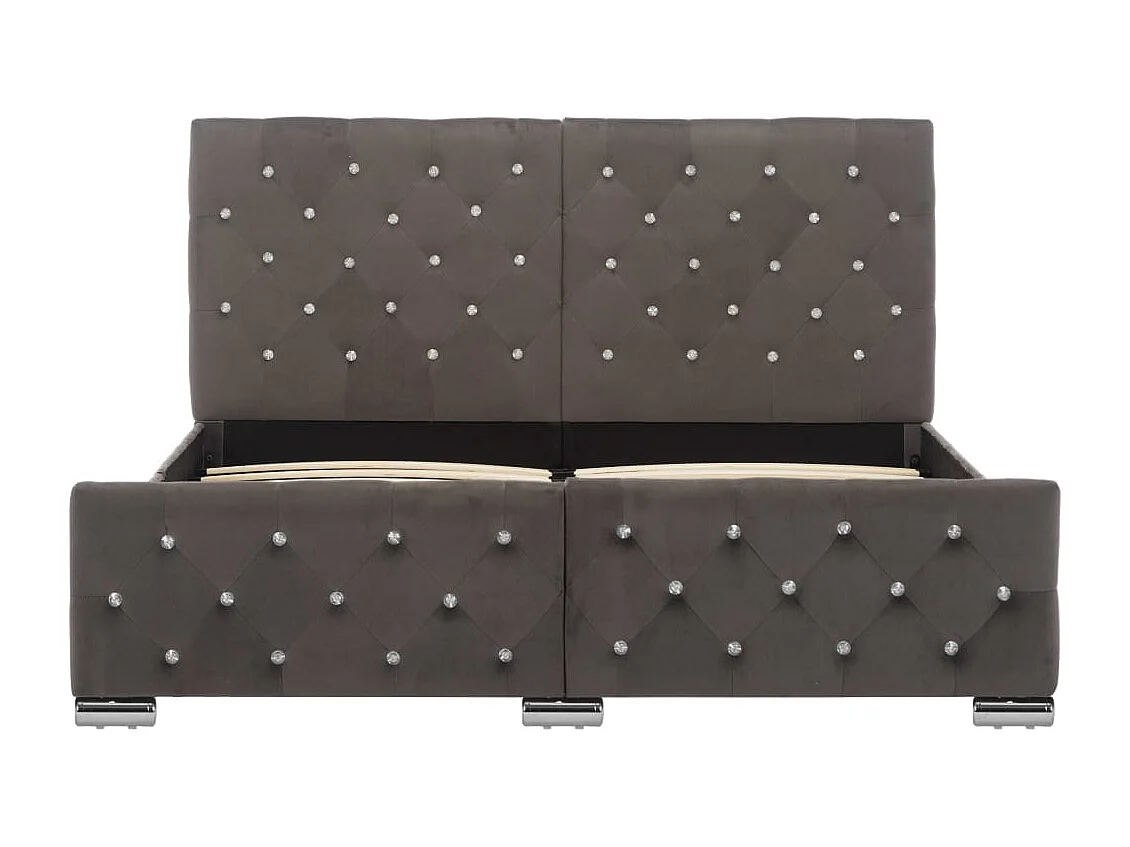 Struttura letto senza materasso velluto grigio 140x200 cm