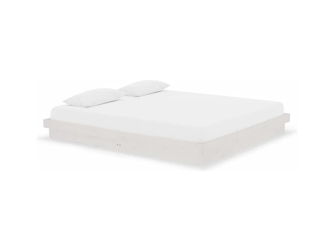 Cadre de lit sans matelas blanc bois massif