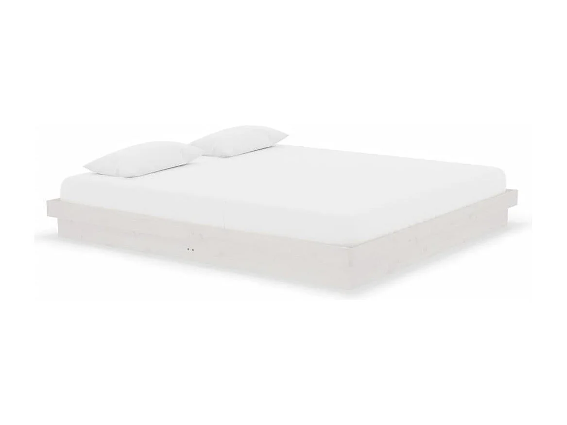 Cadre de lit sans matelas blanc bois massif