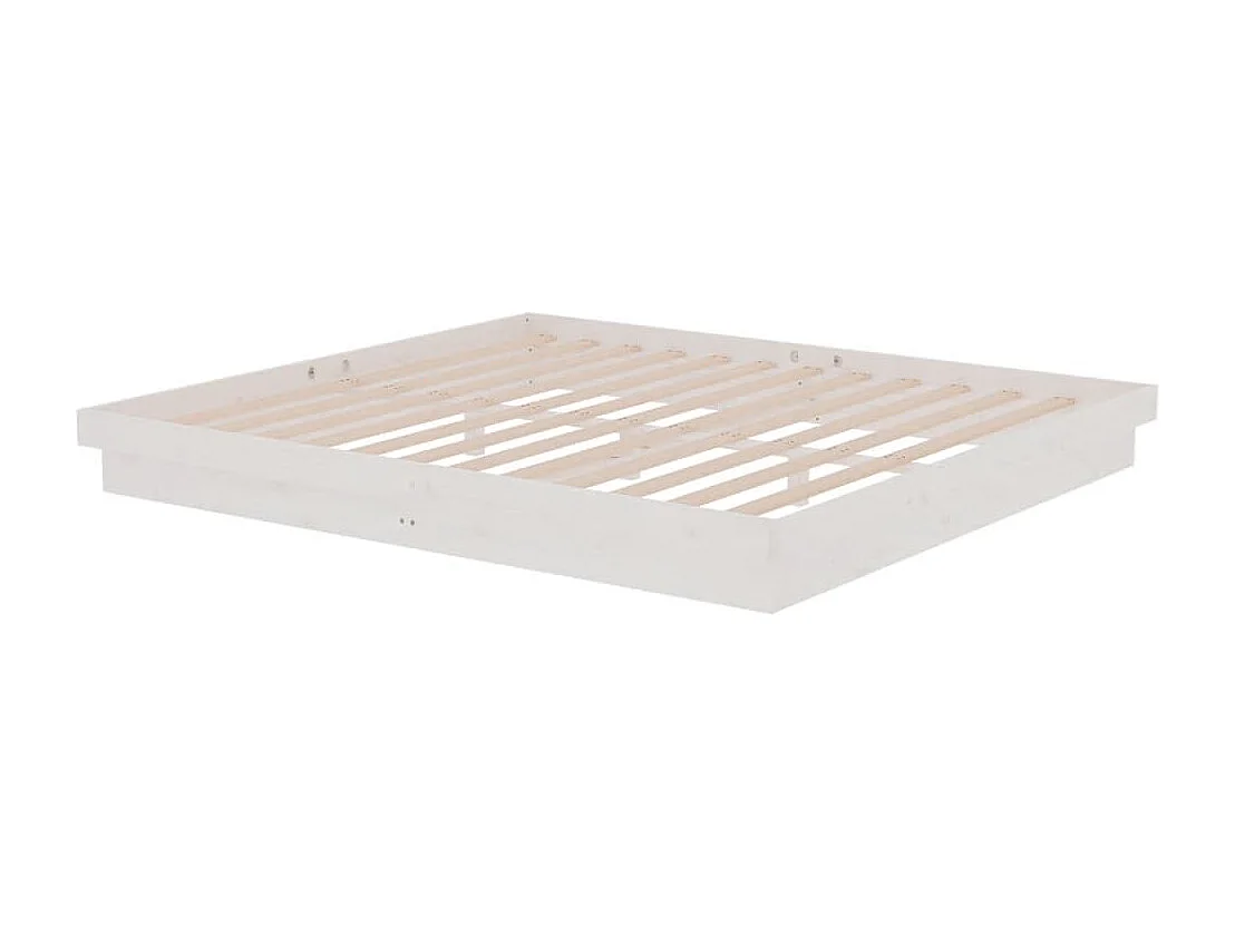 Cadre de lit sans matelas blanc bois massif