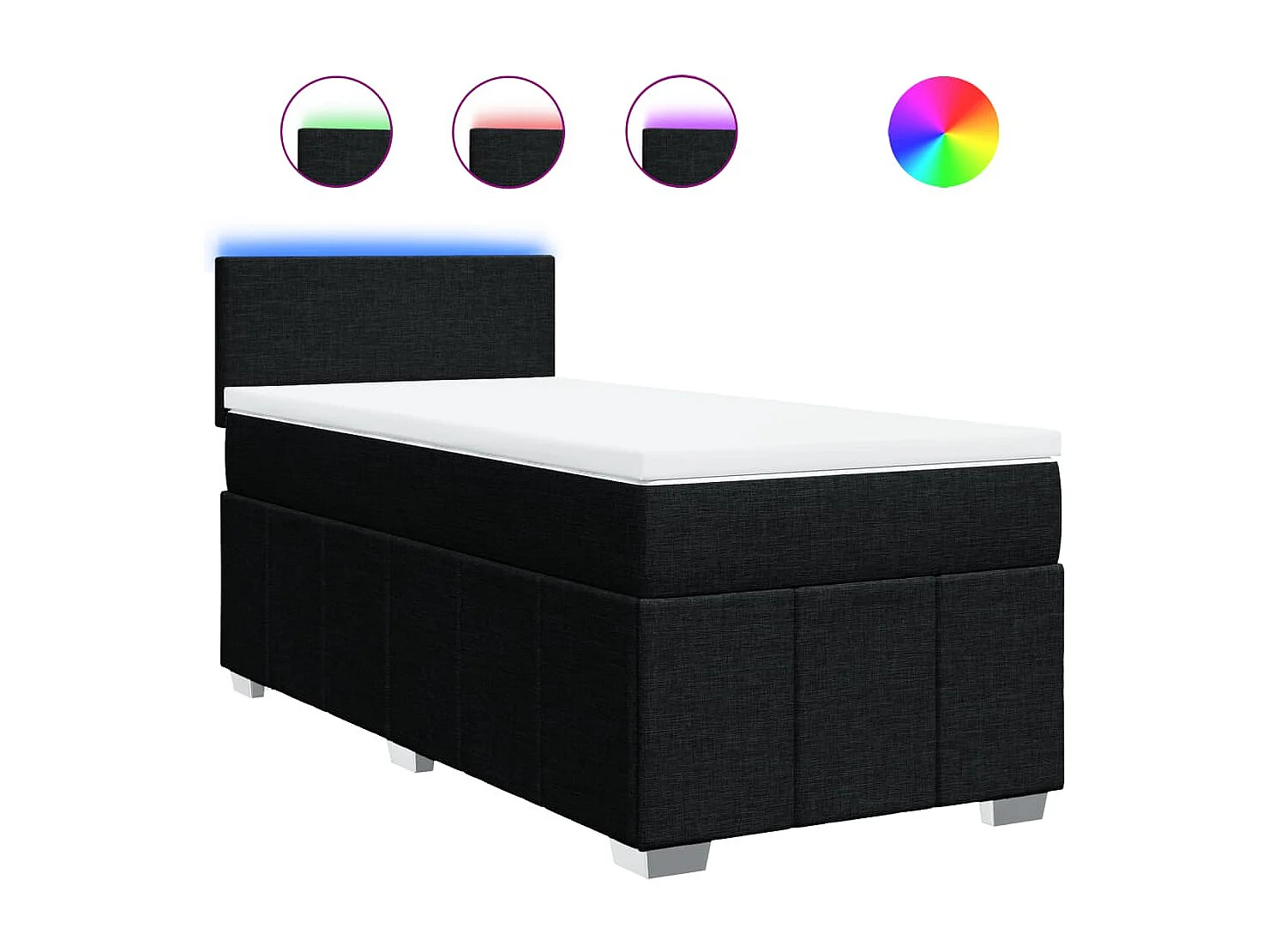 Sommier à lattes de lit avec matelas Noir 90x190 cm Tissu