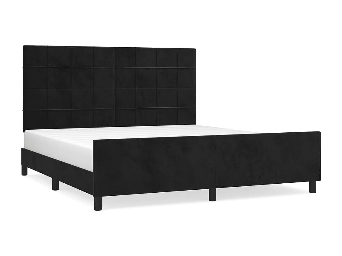 Estructura de cama de terciopelo negro sin colchón