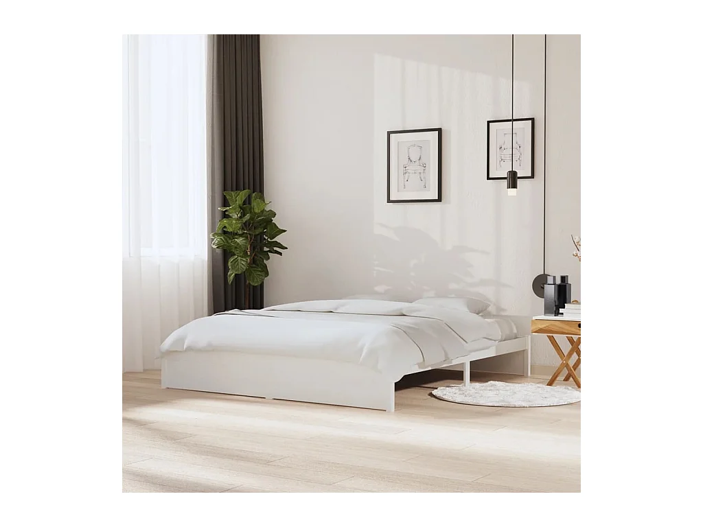 Bedframe zonder matras wit massief hout 180x200 cm