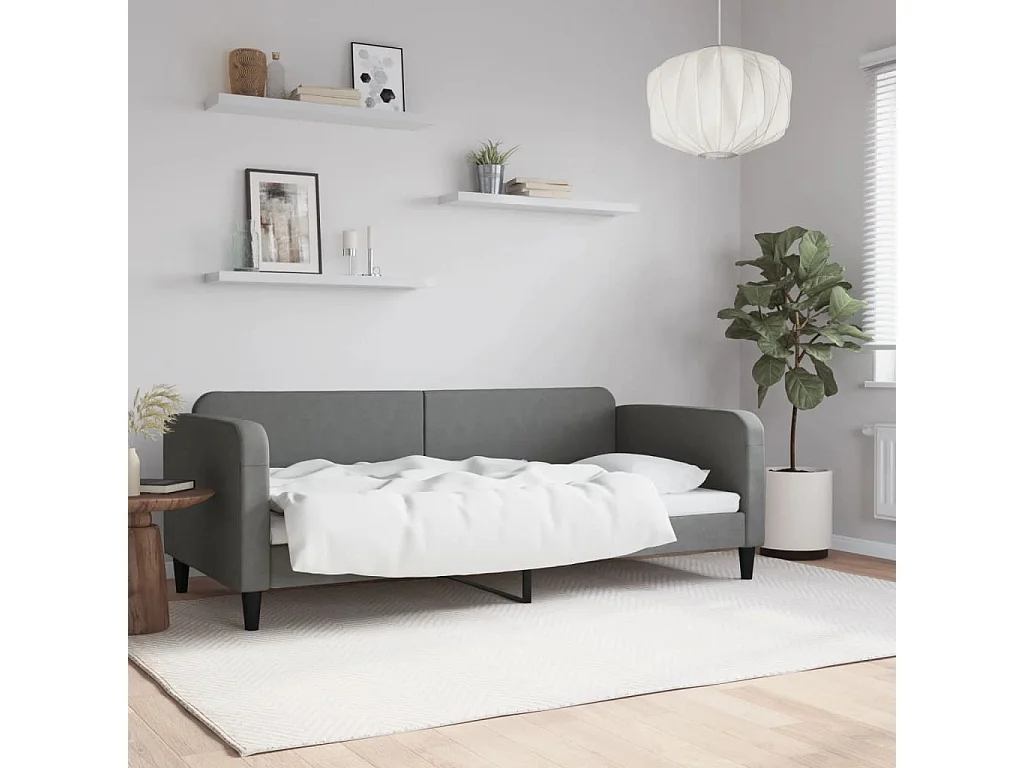 Lit de repos sans matelas gris foncé 90x200 cm tissu