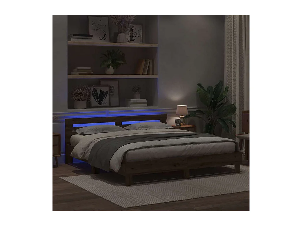 Handgefertigtes Bettgestell aus Eichenholz, 200 x 200 cm, Holzwerkstoff