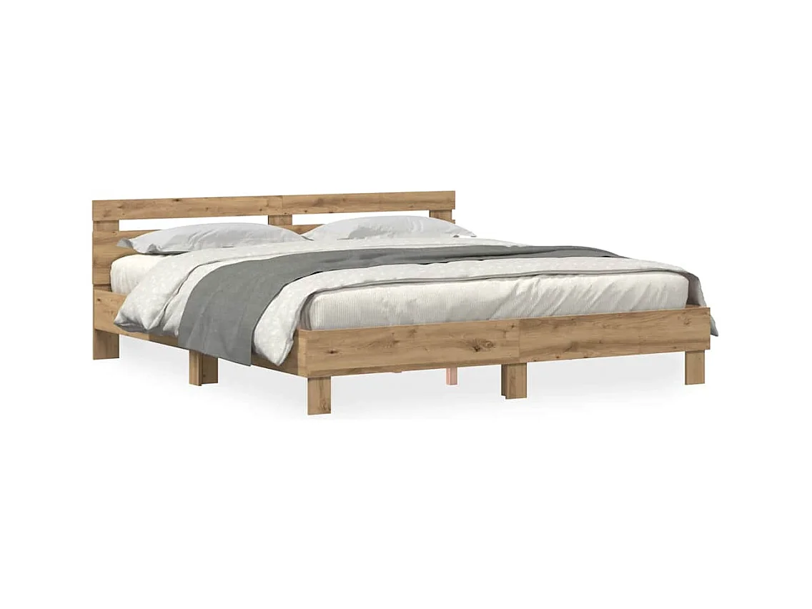 Handgefertigtes Bettgestell aus Eichenholz, 200 x 200 cm, Holzwerkstoff