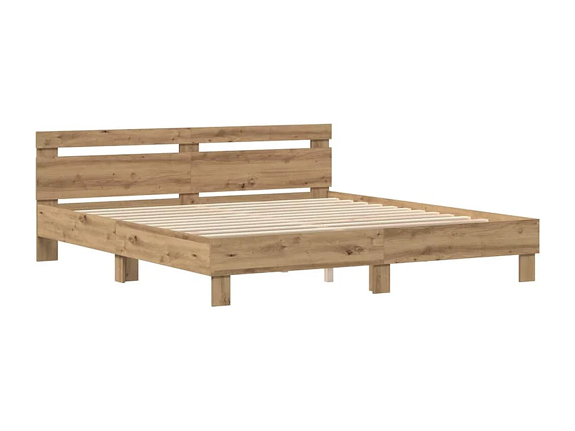 Handgefertigtes Bettgestell aus Eichenholz, 200 x 200 cm, Holzwerkstoff