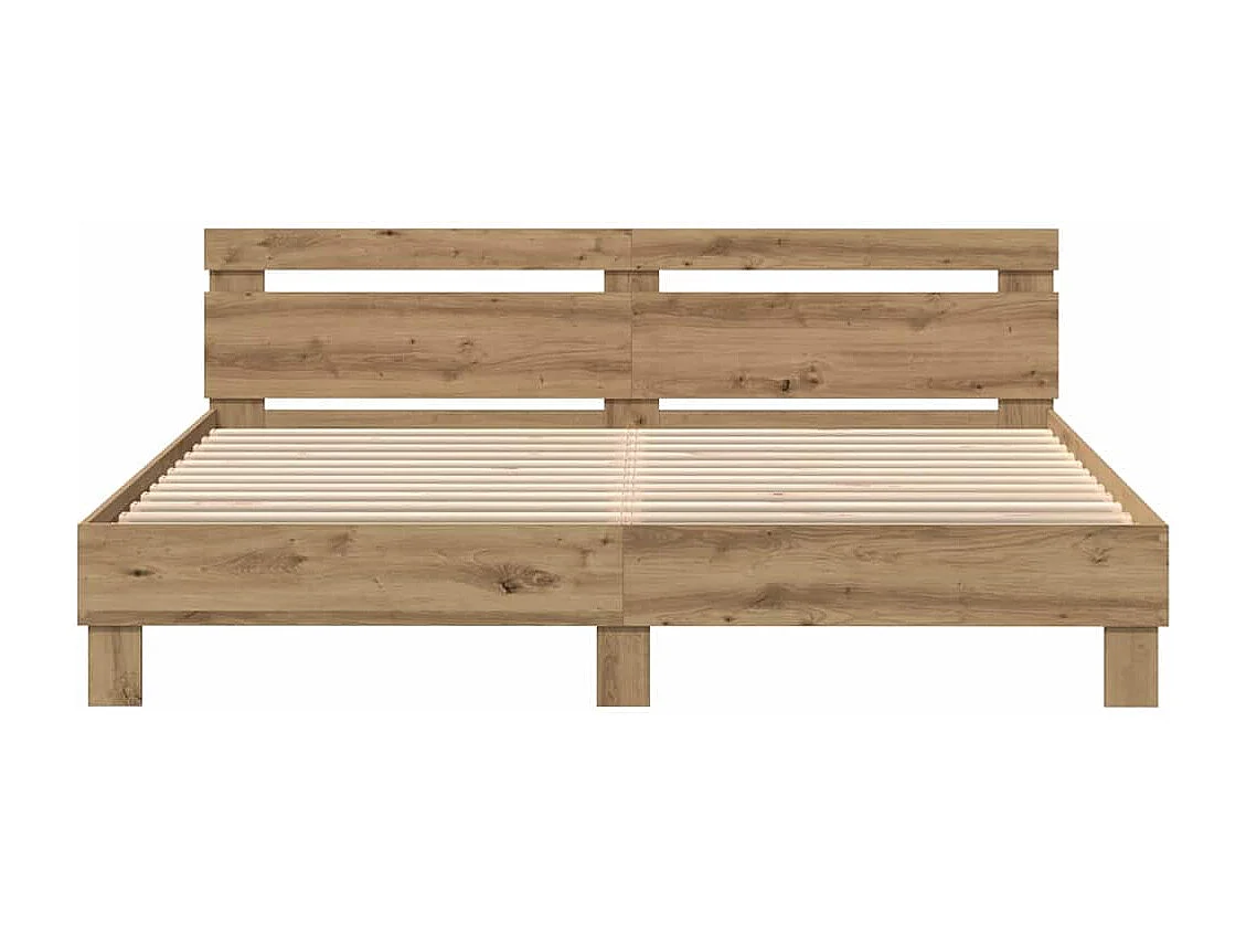 Handgefertigtes Bettgestell aus Eichenholz, 200 x 200 cm, Holzwerkstoff