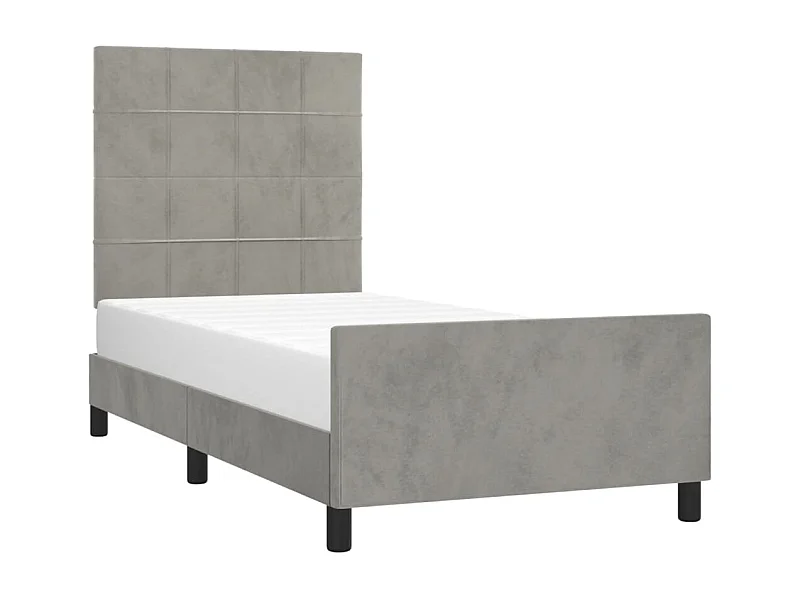 Struttura letto senza materasso grigio chiaro 90x200 cm velluto