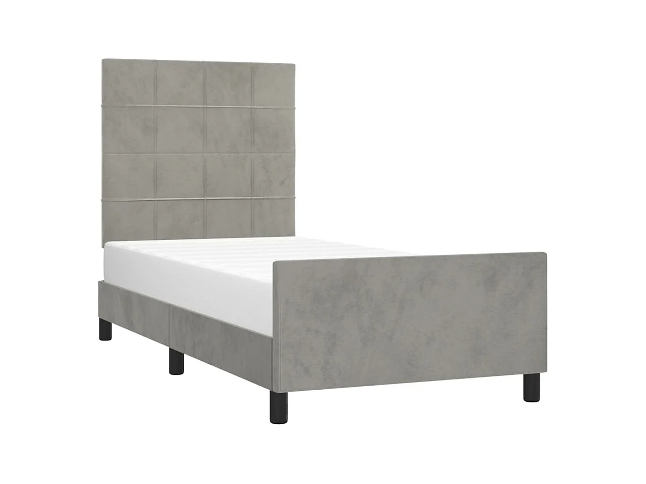 Struttura letto senza materasso grigio chiaro 90x200 cm velluto