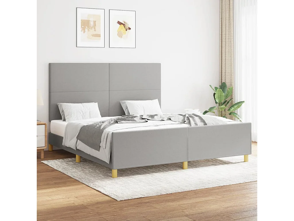 Cadre de lit sans matelas gris clair 160x200 cm tissu