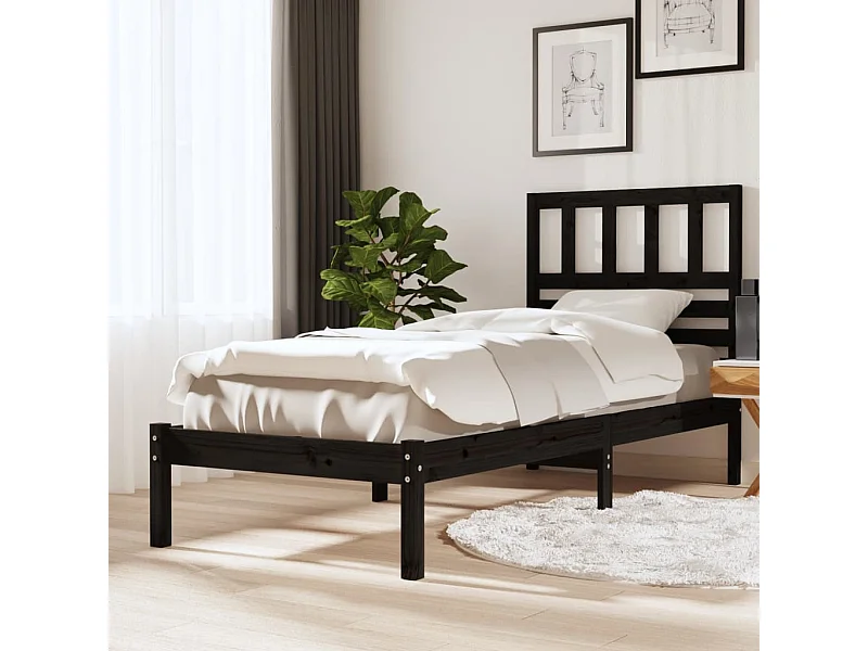 Bedframe zonder matras zwart massief grenenhout 100x200 cm