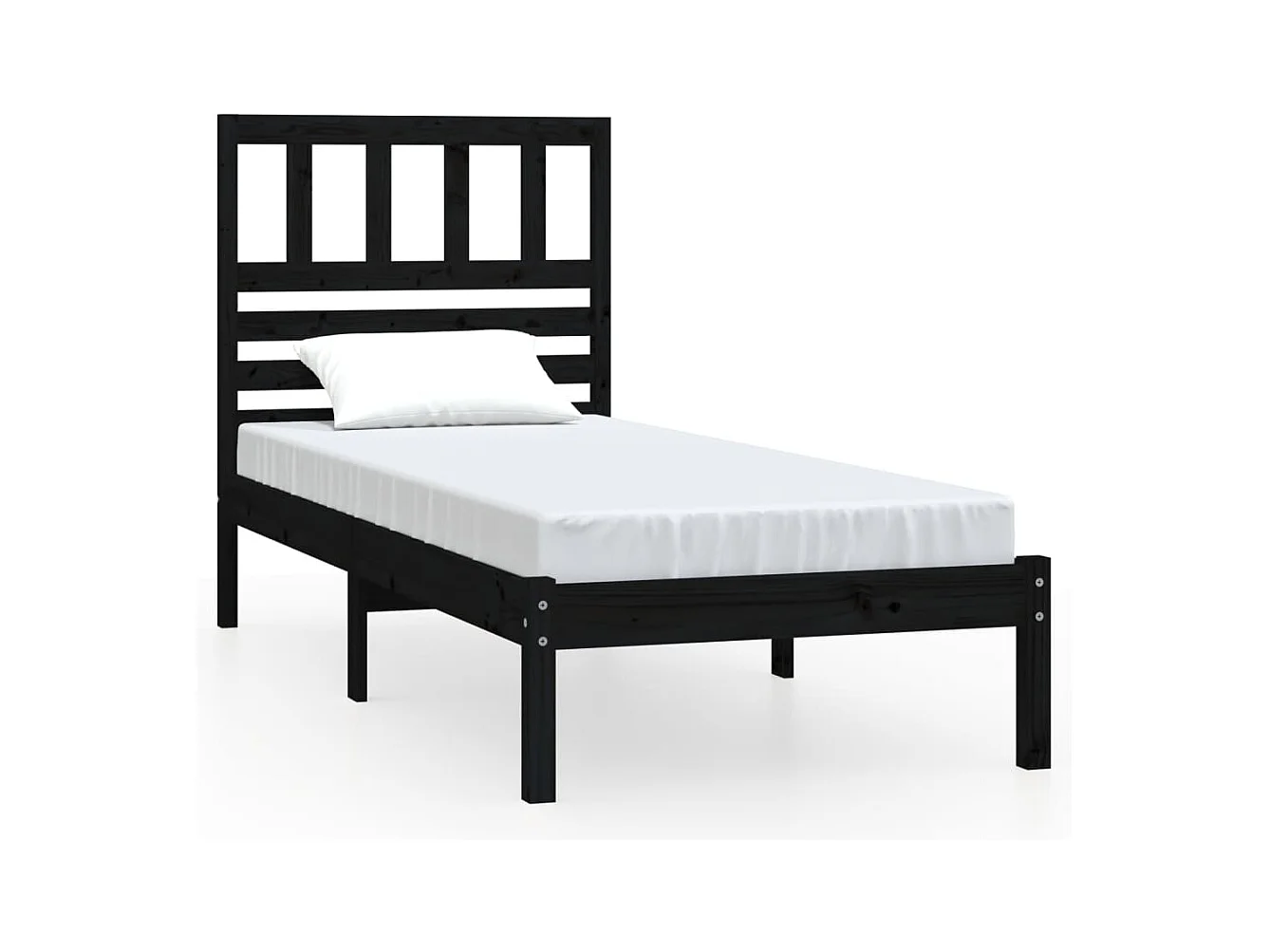 Bedframe zonder matras zwart massief grenenhout 100x200 cm
