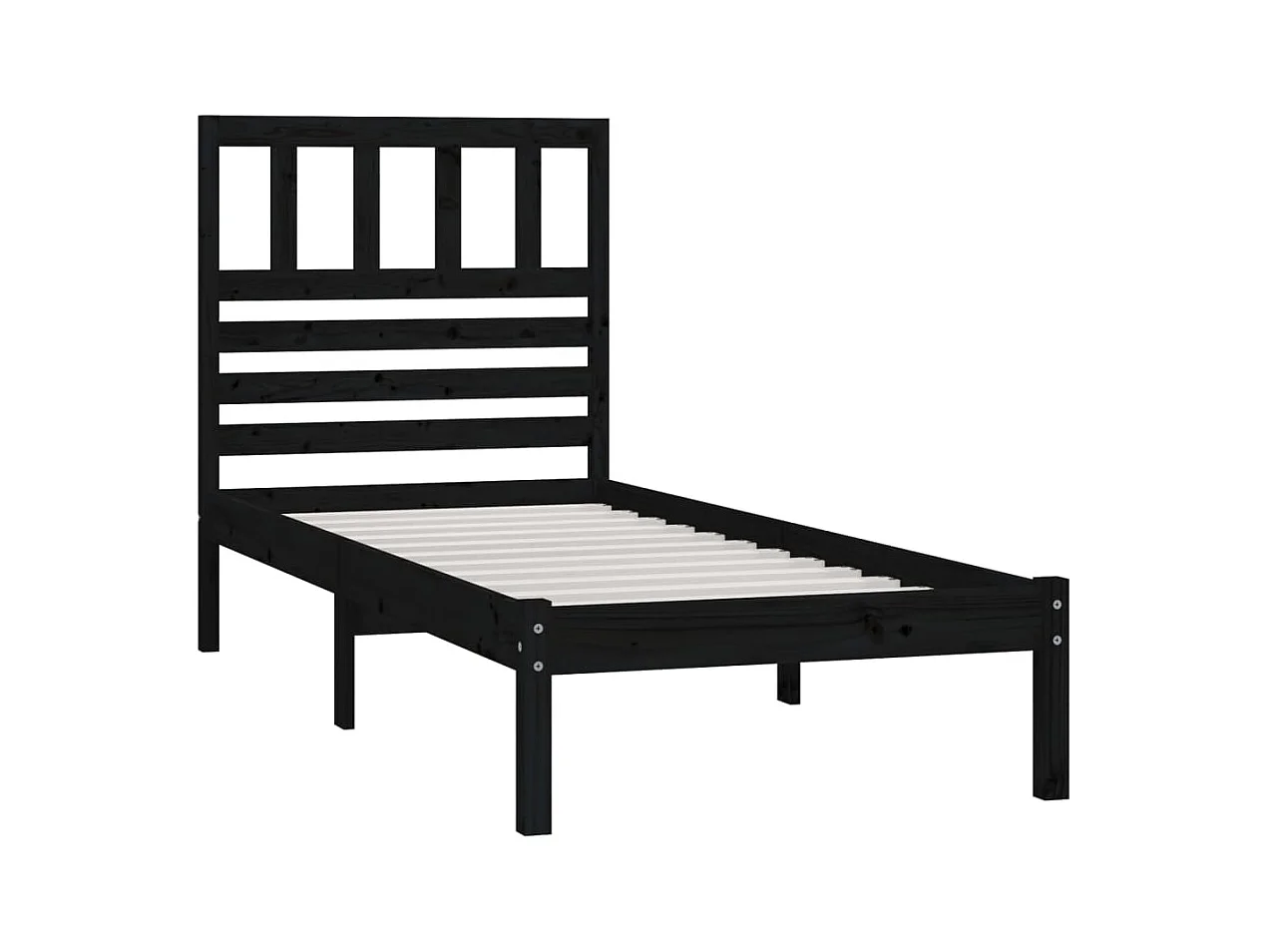 Bedframe zonder matras zwart massief grenenhout 100x200 cm