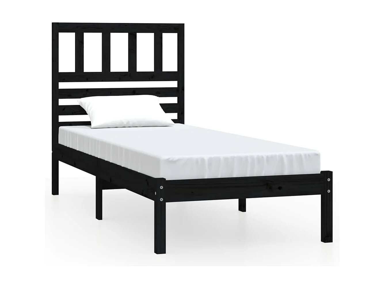 Struttura letto senza materasso in legno massello di pino nero 100x200 cm