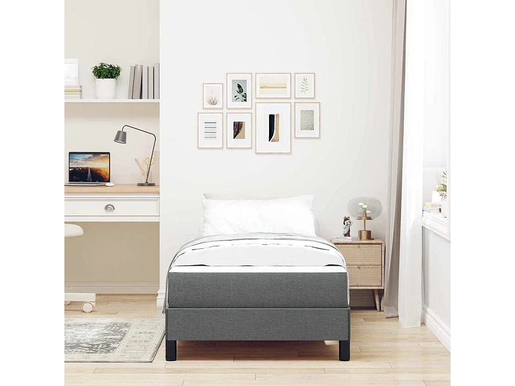 Boxspringbett mit Matratze Dunkelgrau 90 x 200 cm Stoff