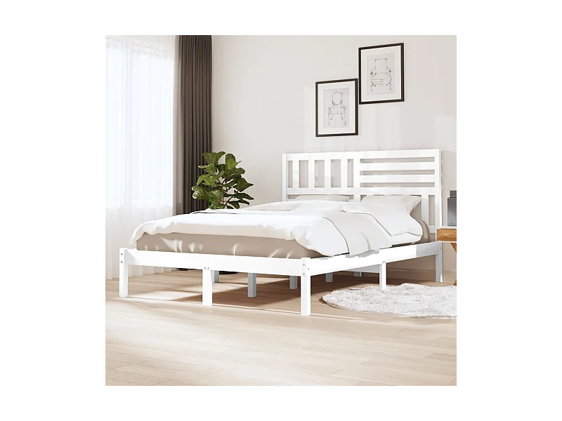 Estructura de cama sin colchón de madera maciza de pino blanco 140x190 cm