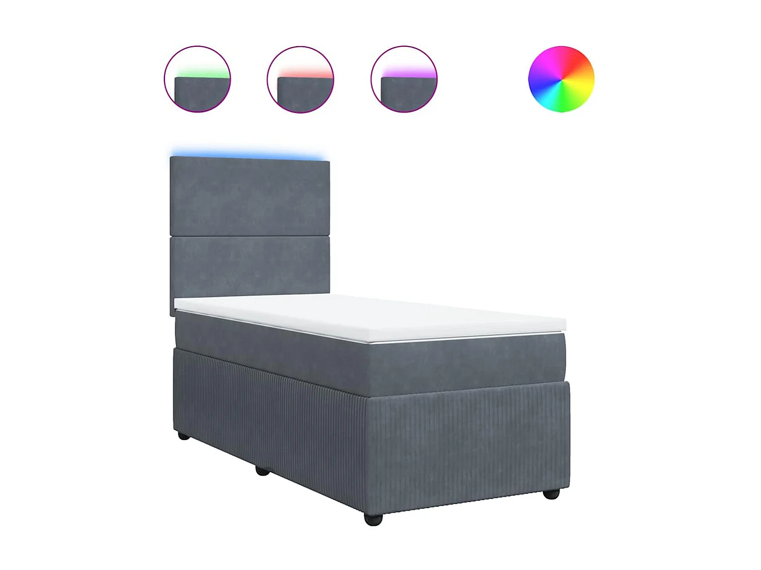 Rete a doghe e materasso Grigio scuro 90x190 cm Velluto