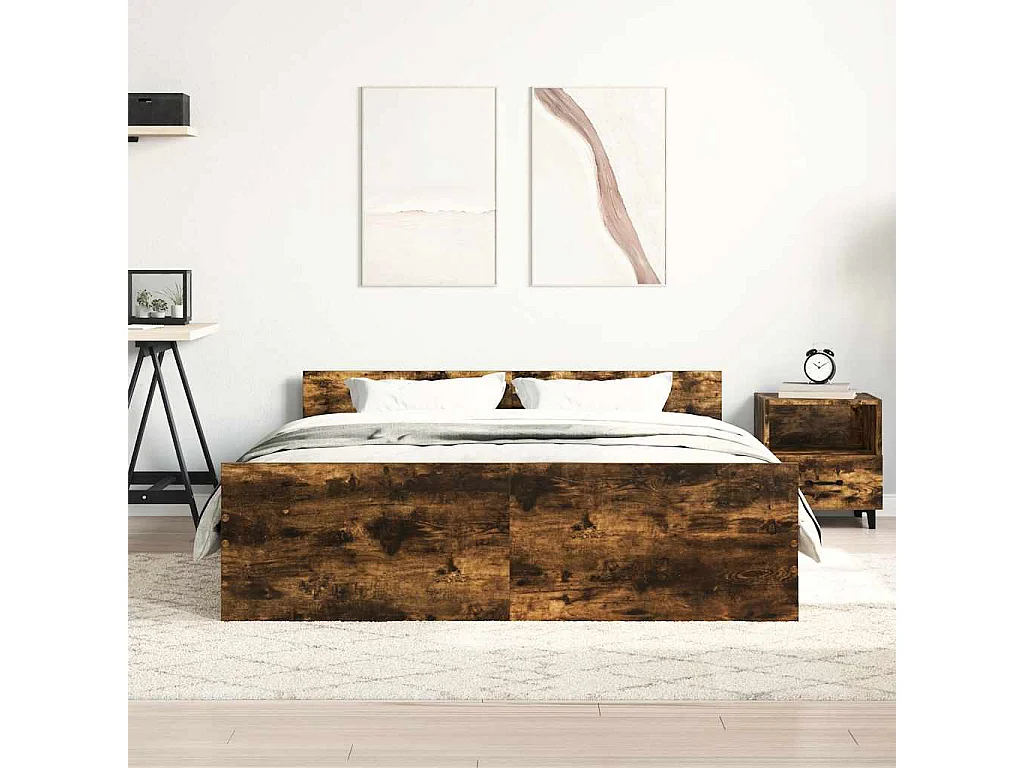 Struttura letto senza materasso rovere affumicato 140x190 cm