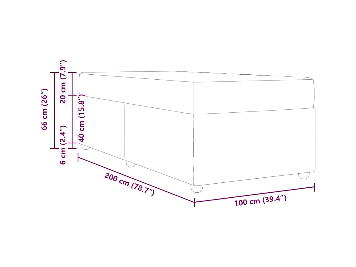 Bedframe met matras Zwarte stof 100 x 200 cm