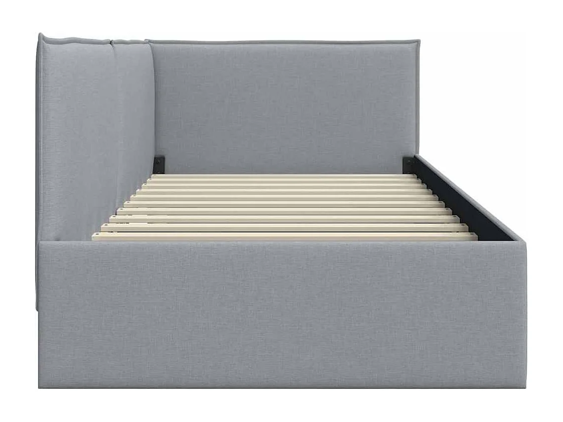 Cadre de lit d'angle Gris clair 90 x 200 cm tissu