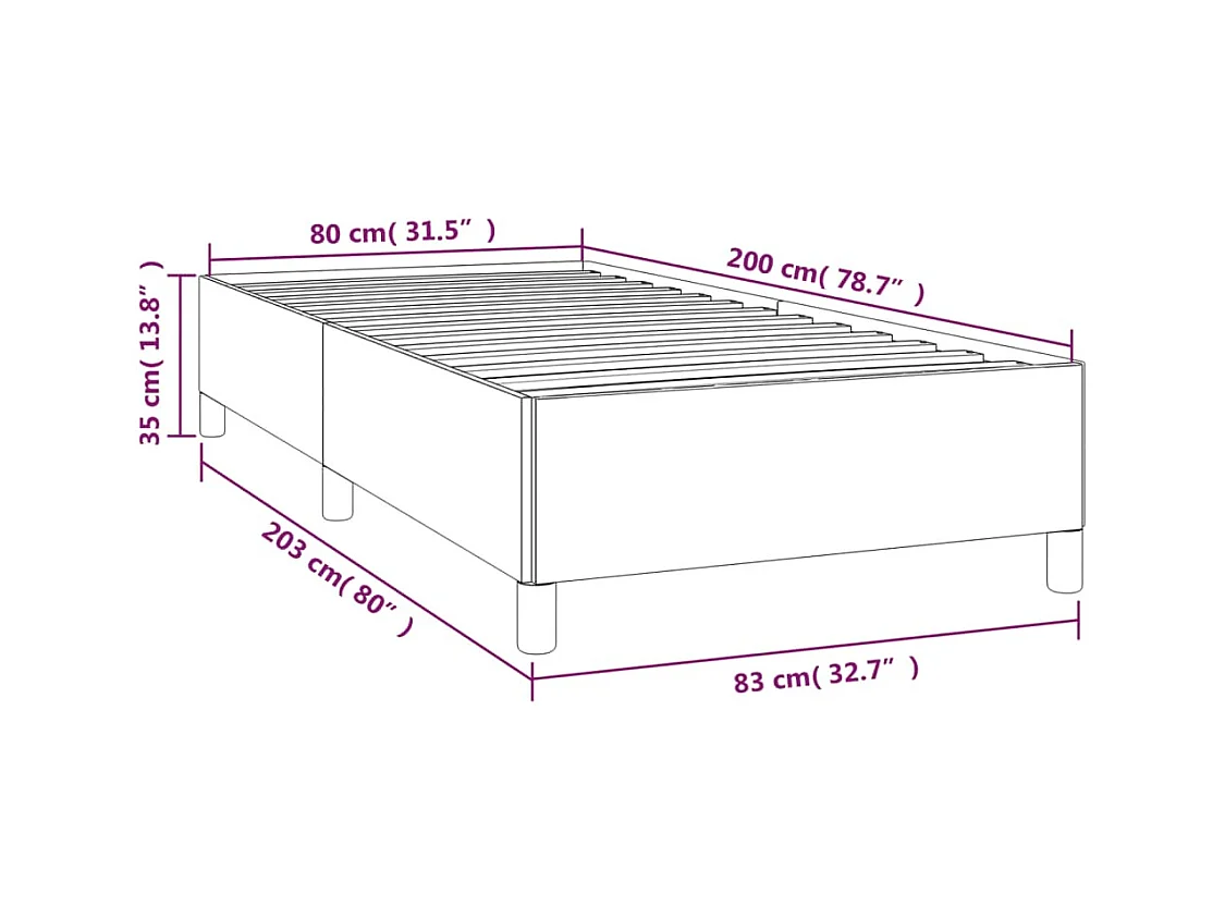 Struttura letto senza materasso tessuto nero 80x200 cm