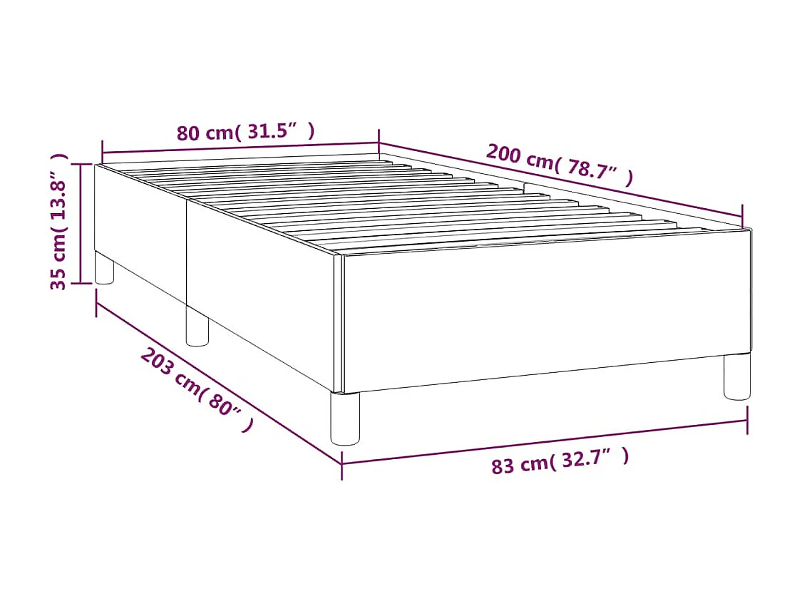 Cadre de lit sans matelas noir 80x200 cm tissu