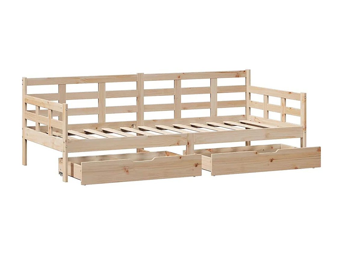 Lit de jour avec tiroirs sans matelas 90x200 cm bois massif
