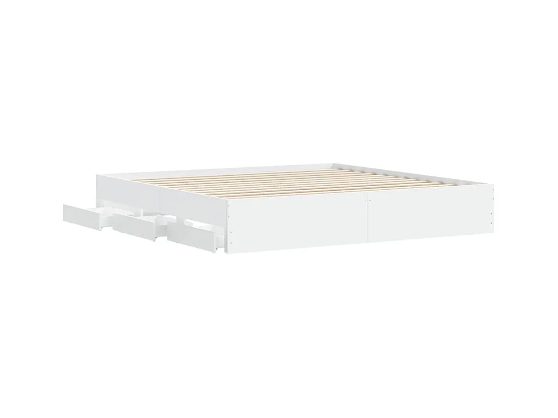 Bedframe met lades zonder matras wit 160x200 cm