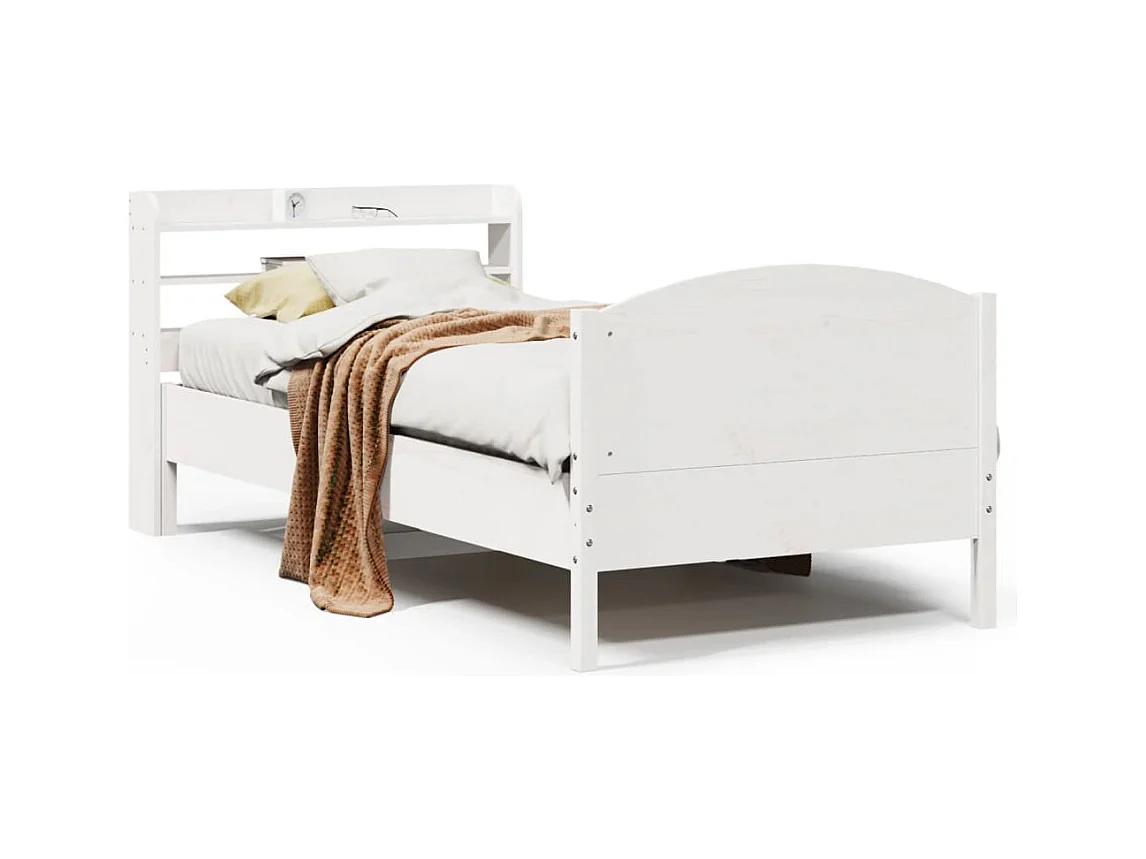 Struttura letto senza materasso bianco 75x190 cm in legno massello di pino