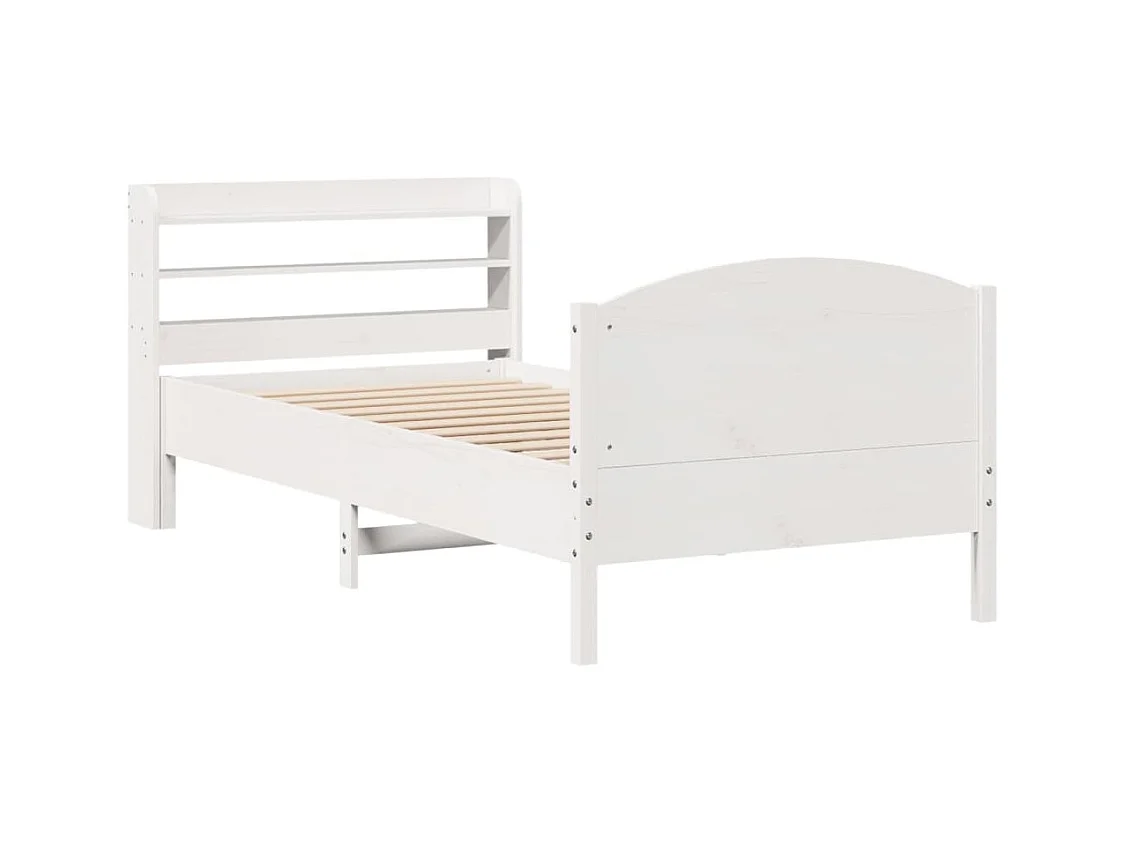 Struttura letto senza materasso bianco 75x190 cm in legno massello di pino