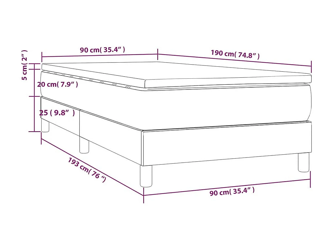 Rete a doghe con materasso in tessuto Taupe 90x190 cm