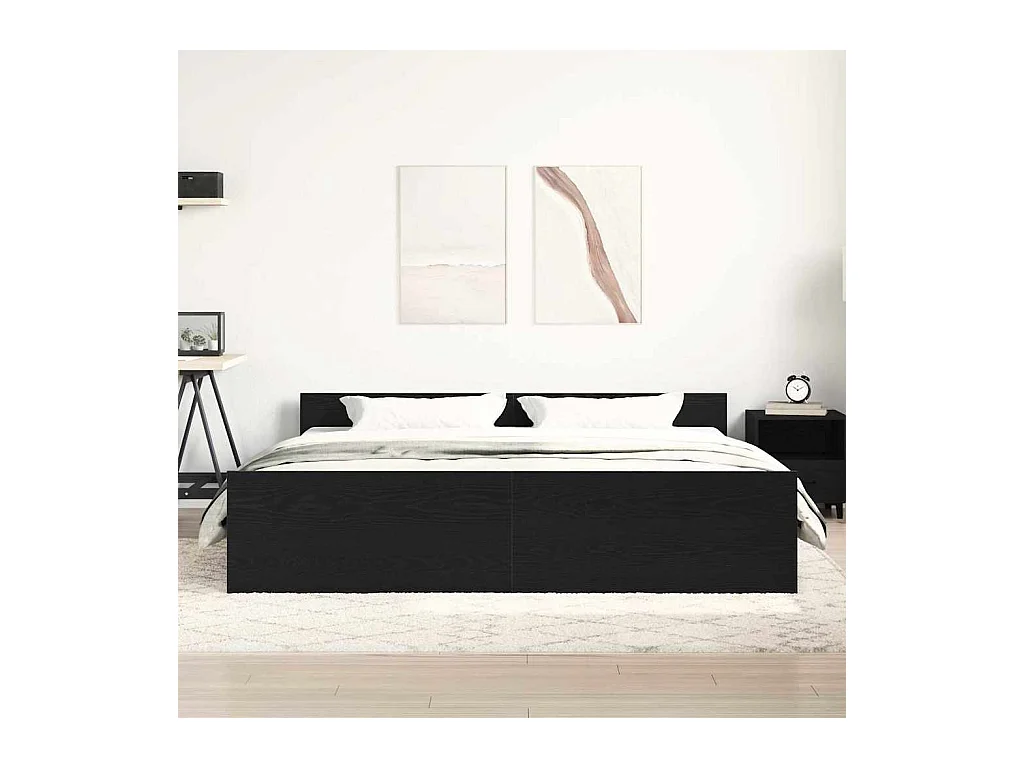 Cadre de lit sans matelas Chêne noir 180 x 200 cm Bois d'ingénierie