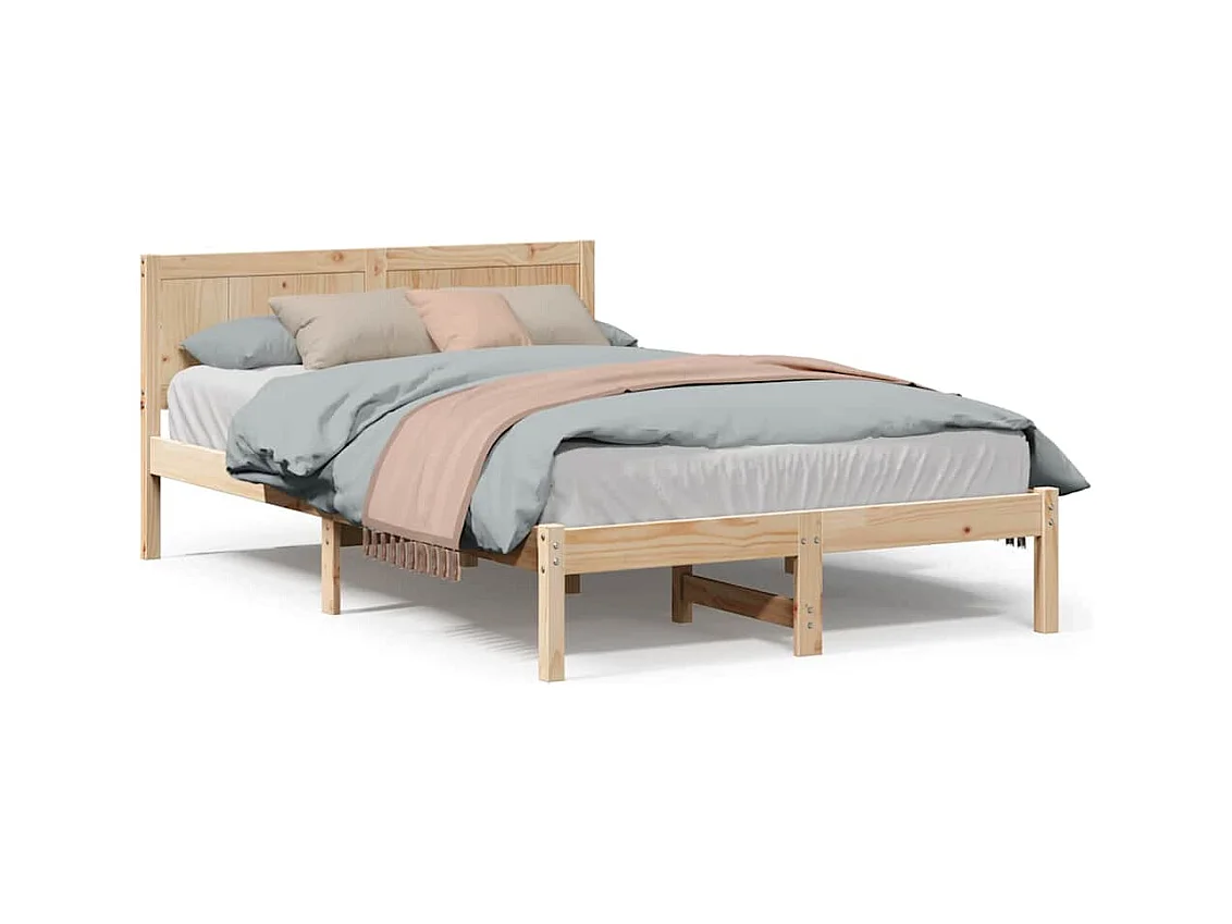 Bruin bedframe 140 x 190 cm massief grenenhout
