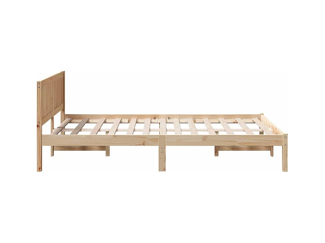 Bruin bedframe 140 x 190 cm massief grenenhout