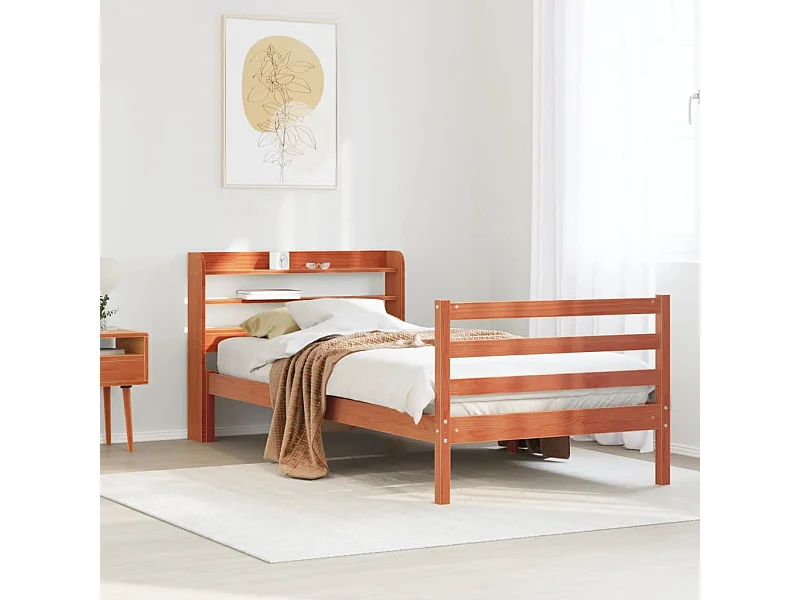 Bedframe zonder matras, bruine was, 100x200cm, massief grenenhout