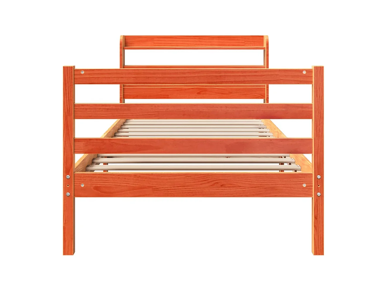 Estructura de cama sin colchón, color marrón cera, 100x200cm, madera maciza de pino