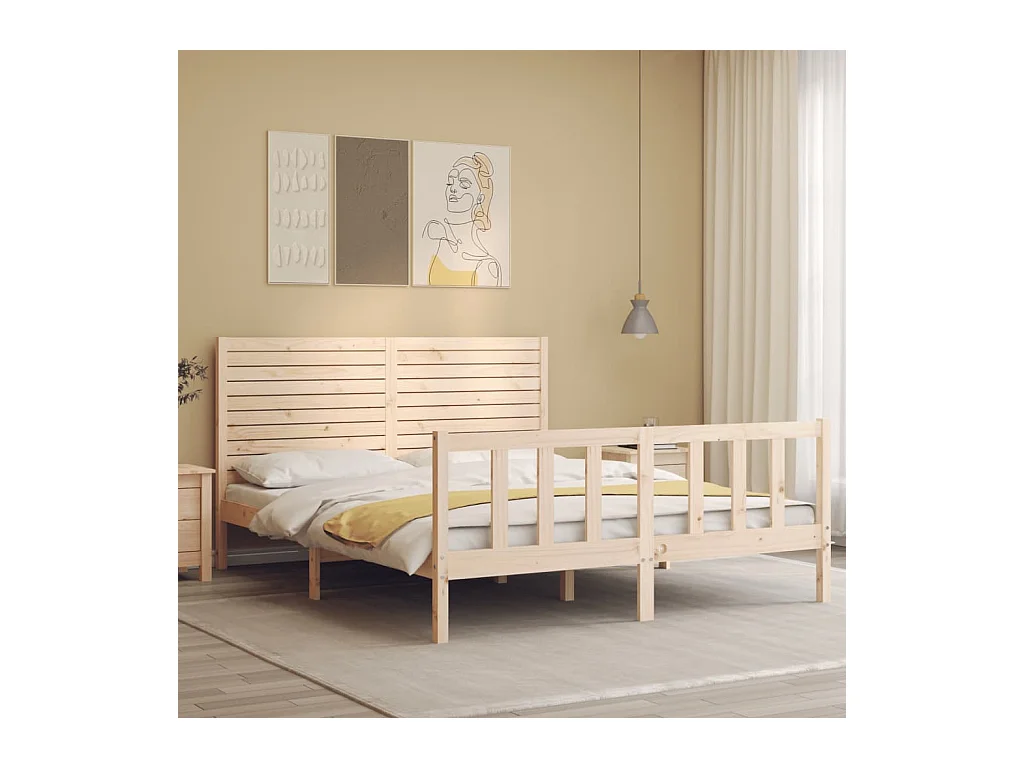 Cadre de lit sans matelas 160x200 cm bois massif de pin