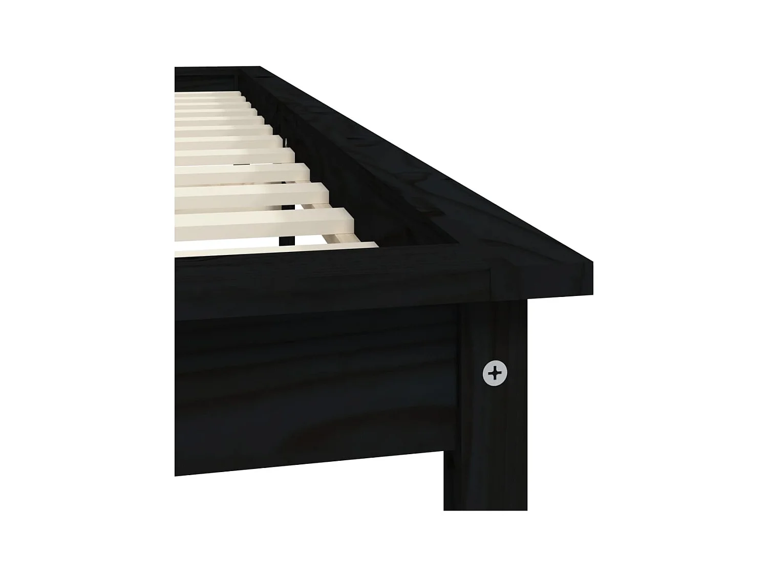 Struttura letto in legno massello nero senza materasso