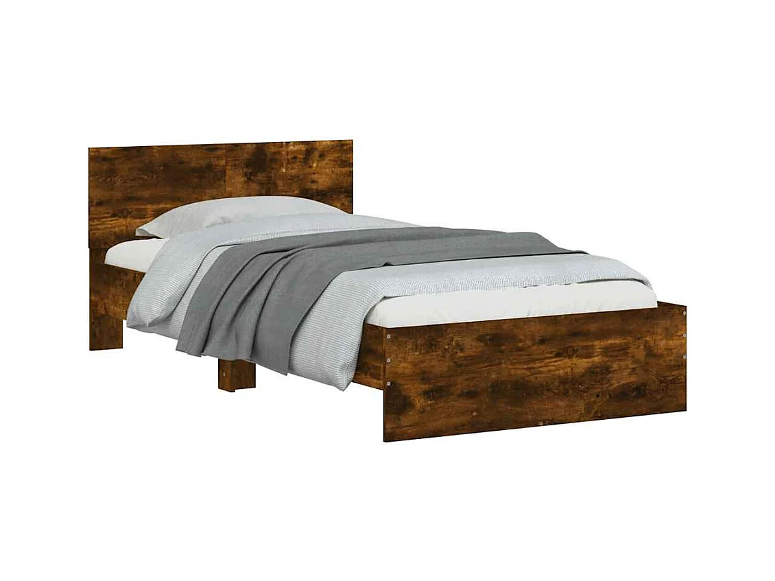 Struttura letto senza materasso con testiera rovere affumicato 100x200cm