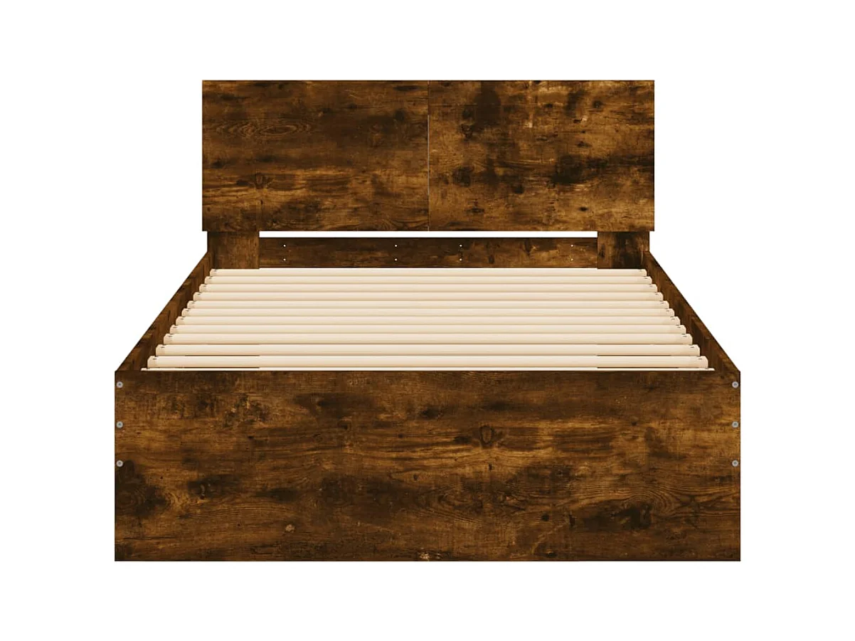 Struttura letto senza materasso con testiera rovere affumicato 100x200cm