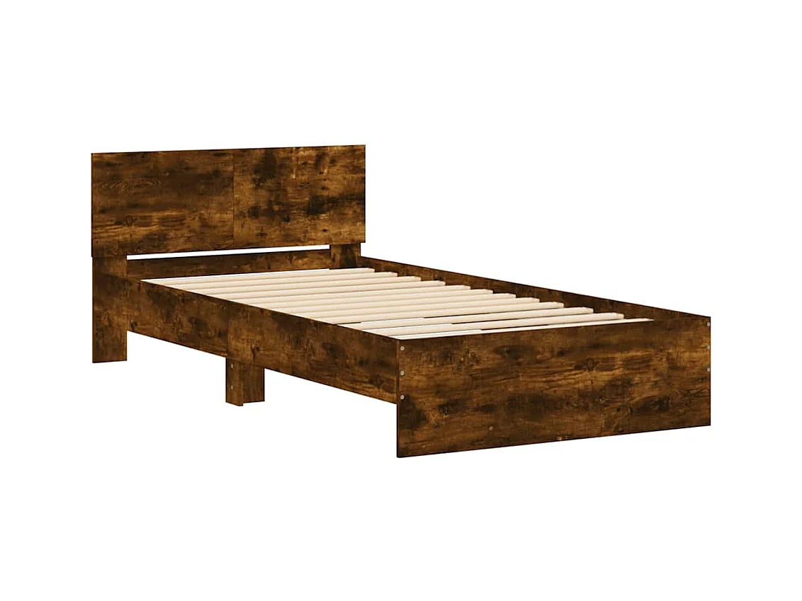 Bedframe zonder matras met hoofdbord gerookt eiken 100x200cm