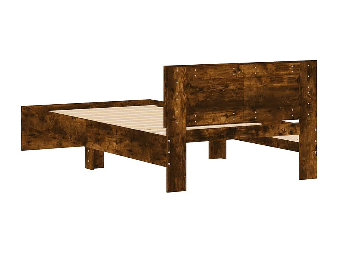 Estructura de cama sin colchón con cabecero roble ahumado 100x200cm