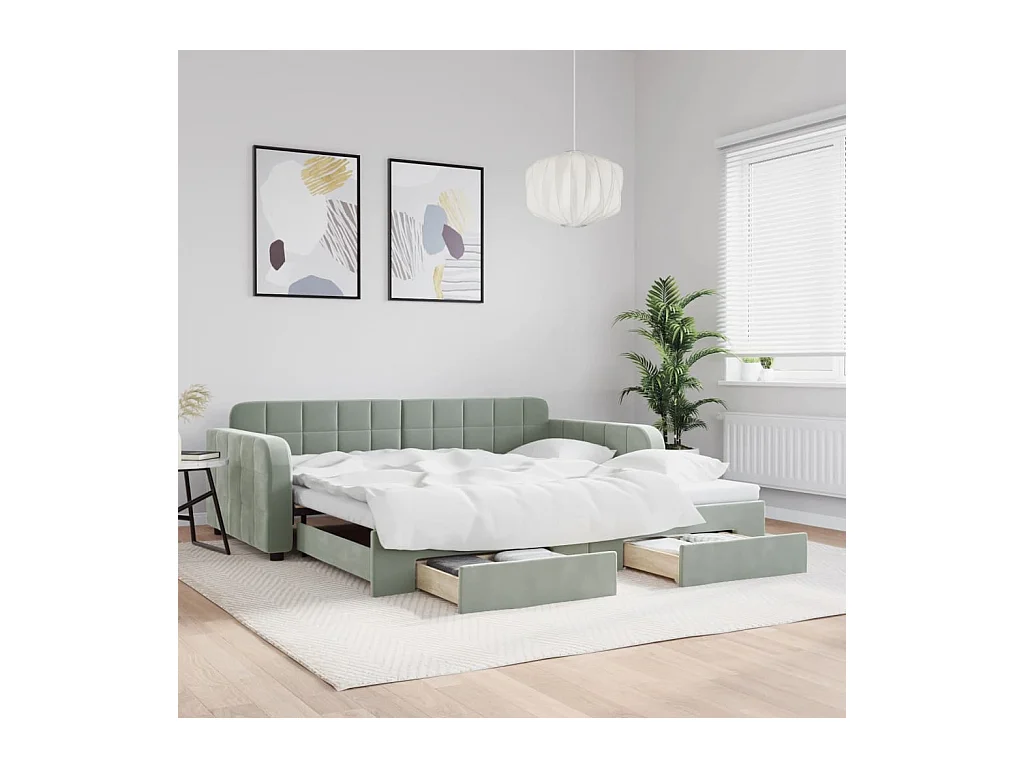 Cama de día con nido y cajones sin colchón 100x200 cm