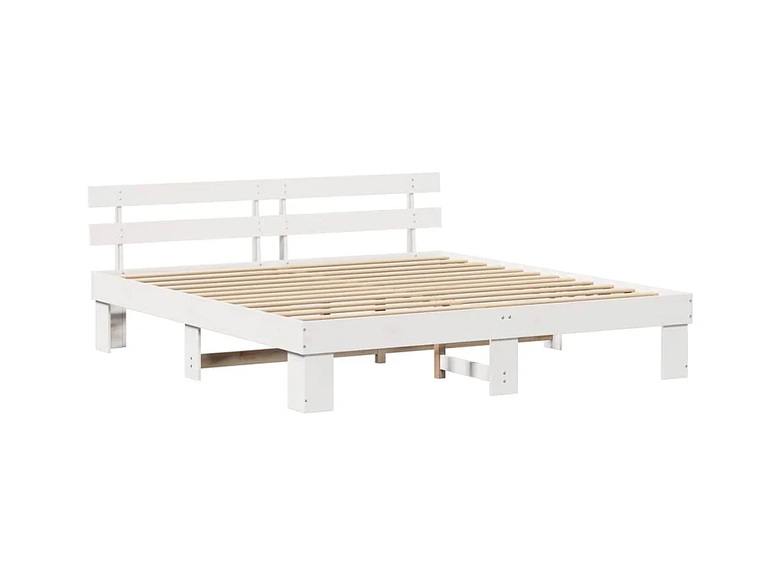Bedframe met hoofdbord Wit 200 x 200 cm