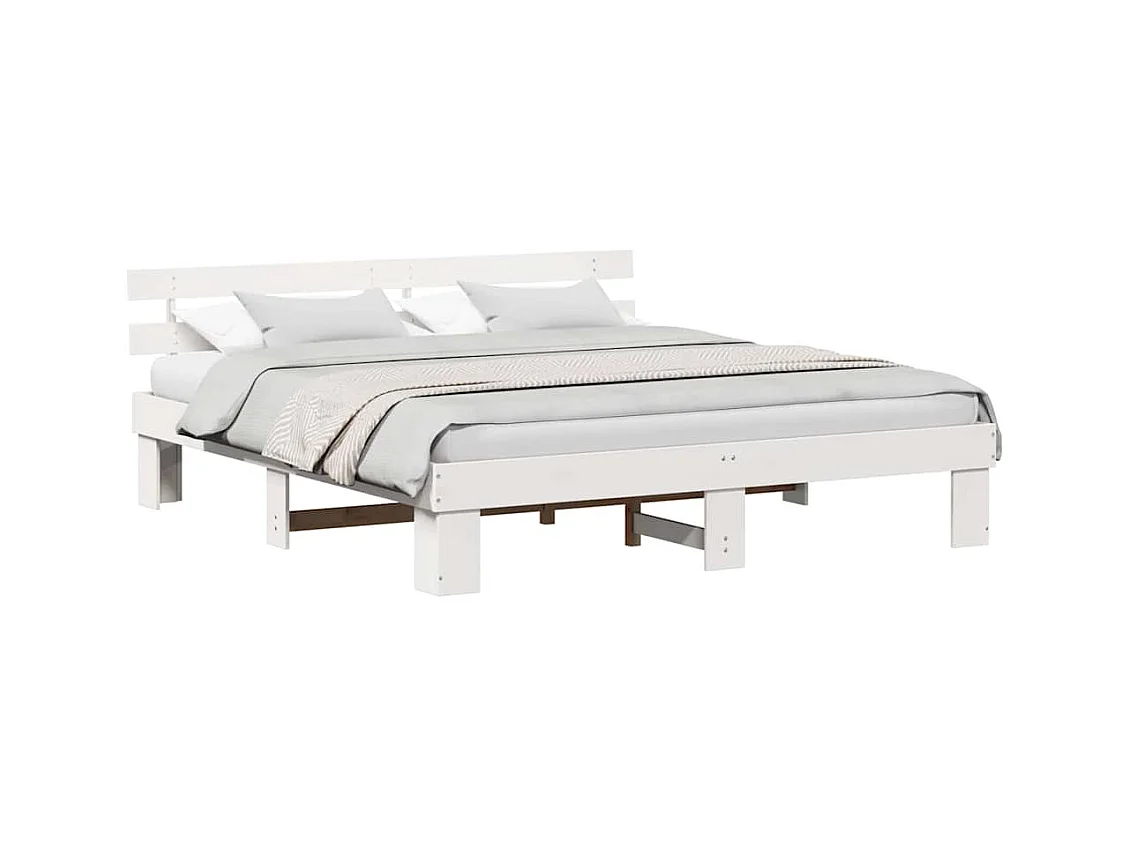 Bedframe met hoofdbord Wit 200 x 200 cm