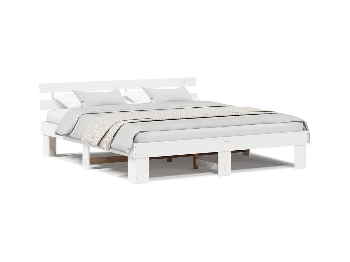 Bedframe met hoofdbord Wit 200 x 200 cm