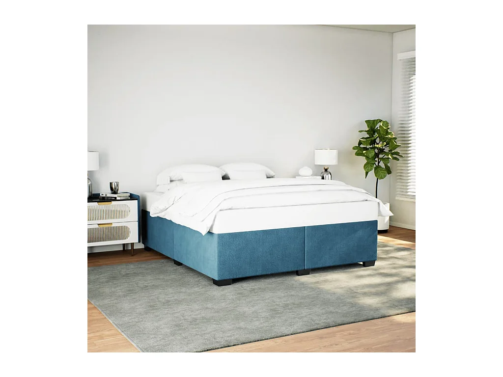 Struttura letto senza materasso blu 180x200 cm velluto